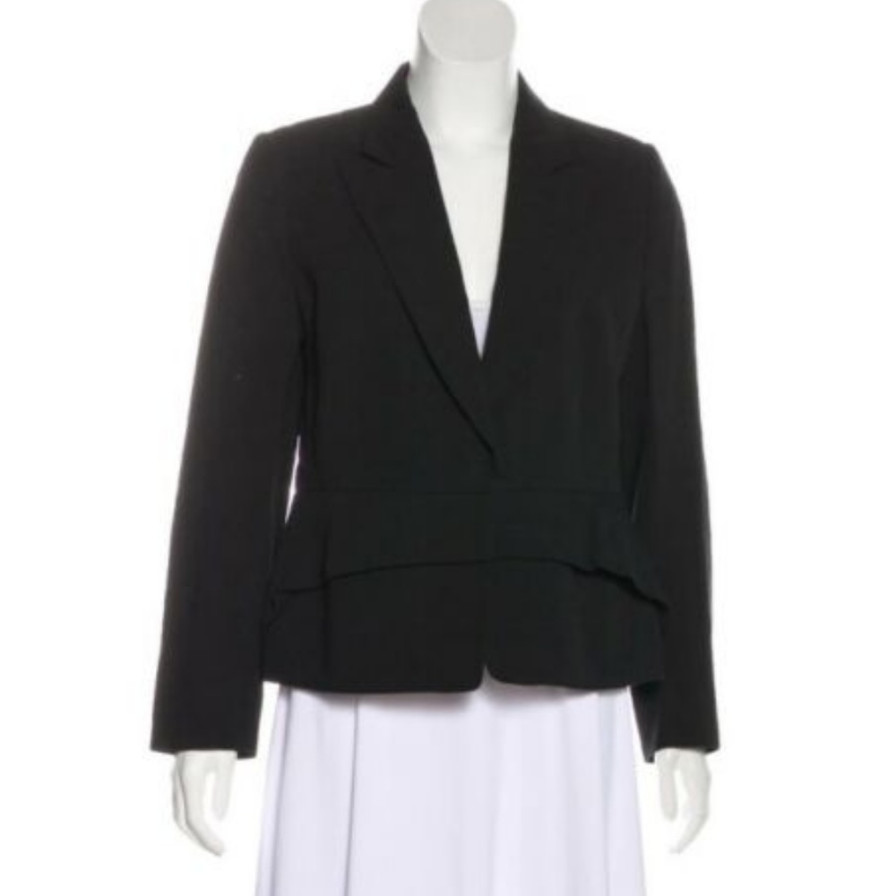Dries van Noten Linen Blend Black Peplum Blazer